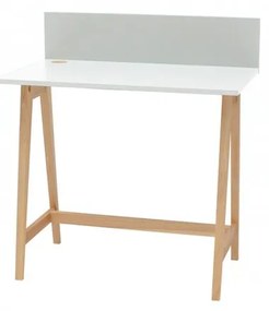 Scrivania bianca con base in frassino, lunghezza 85 cm Luka - Ragaba