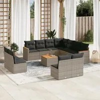 Set Divani da Giardino 12 pz con Cuscini Grigio in Polyrattan 3226095