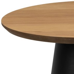 Tavolino rotondo nero e naturale con piano in rovere ø 45 cm Soli - Actona