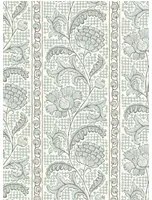 Josephine Munsey Carta da parati Floral Check - Barton Blue and Cotswold White