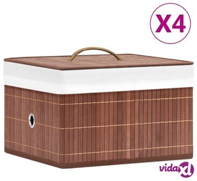 vidaXL Scatole Portaoggetti 4 pz in Bambù Marroni