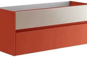 Mobile da bagno sospeso sotto lavabo L 119.5 x H 50 x P 45.5 cm rosso laccato opaco, 2 cassetti Niwa