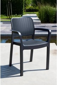 Sedia Da Giardino Impilabile Con Braccioli In Resina Effetto Intrecciato Bella Keter Graphite