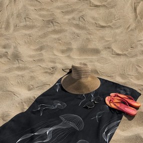 Telo mare bianco e nero 90x180 cm Jellyfish - DecoKing