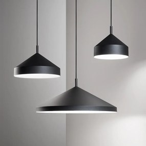 Sospensione Industrial-Minimal Yurta Metallo Nero 1 Luce E27 D50