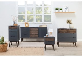 Cassettiera bassa in pino antracite/marrone scuro 140x80 cm Nussa - Marckeric