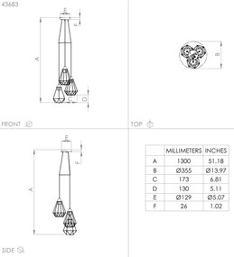Eglo 43683 - Lampadario su corda TARBES 3xE27/60W/230V