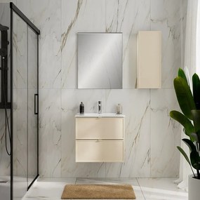 Pensile bagno Niwa cannettato laccato opaco Beige Greige con vetro Beige Greige, 1 anta P17 x L30 x H78.5 cm