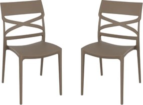 Sedia polipropilene per interno e esterno impilabile MIROK Tortora set 2 pezzi