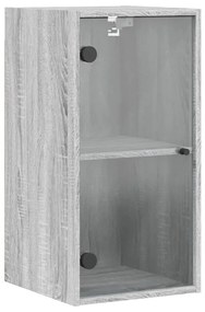 Mobile a muro con ante in vetro grigio sonoma 35x37x68,5 cm