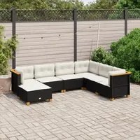 Set Divani da Giardino con Cuscini 7pz Nero Polyrattan 3261935