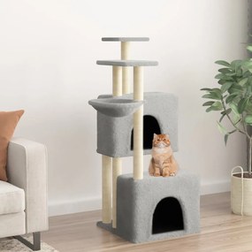 Albero per gatti con tiragraffi in sisal grigio chiaro 122 cm