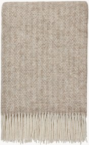 Coperta in lana di pecora neozelandese con motivo a spina di pesce e frange Hope
