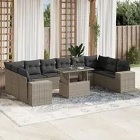 Set Divani da Giardino 11 pz con Cuscini in Polyrattan Grigio 3269412