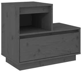 Comodini Grigi 2 pz 60x34x51 cm in Legno Massello di Pino