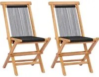 Sedie da Giardino Pieghevoli 2pz Legno Massello di Teak e Corda cod mxl 45080