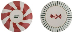 Set di piatti da dolce rossi/color crema in gres a tema natalizio 2 pz ø 12,5 cm Yule – Bloomingville