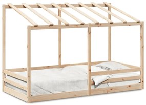 Letto Per Bambini Con Tetto 90x200 Cm İn Legno Massello Di Pino /