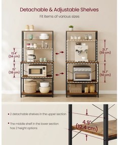 Scaffale a ripiani per cucina MARGE marrone/nero