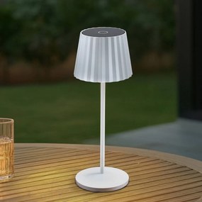Lindby Lampada da tavolo LED Esali, bianco, scanalature, 29cm