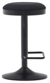 Kave Home - Sgabello Zaib in ciniglia nera e acciaio nero opaco, altezza 58-80 cm