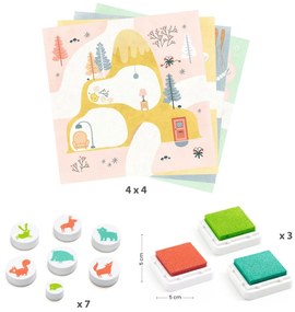 Set creativo con timbri – Animali sull'albero