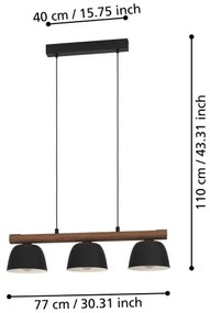 Eglo 43739 - Lampadario a sospensione con filo SHERBURN 3xE27/40W/230V