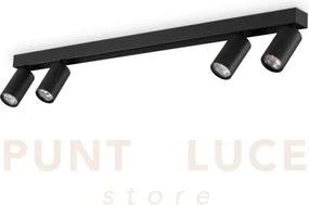 Profilo applique a parete nero 4 luci attacco gu10 90cm diffusori o...