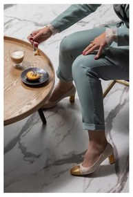 Tavolino beige e nero , ø 78 cm Mesa - WOOOD