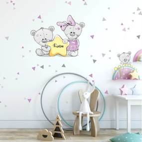 Adesivi di orsetti viola con la stella e il nome della bambina | Inspio