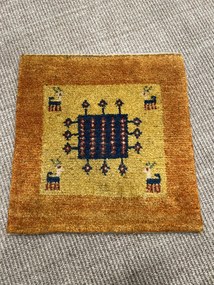 Gabbeh Tappeto 40x40 Giallo (Iran) Annodato A Mano