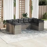 Set Divano da Giardino 9 pz con Cuscini Grigio in Polyrattancod mxl 87961