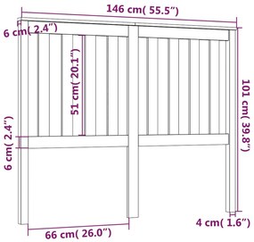 Testiera per Letto Grigia 146x6x101cm in Legno Massello di Pino