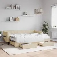 Divano Letto Estraibile con Cassetti Crema 80x200 cm in Tessutocod mxl 107121