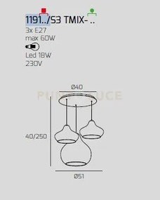 Sosp. bianco 3 luci tonda vetri (1 x piccolo ru + 1 x piccolo za + ...