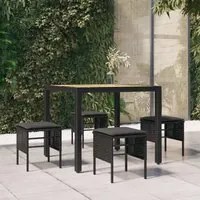 Poggiapiedi da Giardino con Cuscini 4pz Nero in Polyrattancod mxl 94680