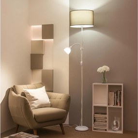 Brilagi - Lampada a piantana CERIA 1xE27/100W/230V + 1xE14/25W bianco/marrone