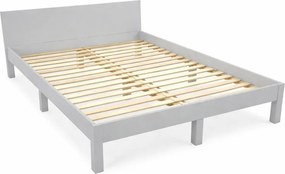 Letto matrimoniale in legno di faggio grigio chiaro con griglia 160x200 cm Dabi - Ragaba