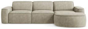 Divano angolare beige (con penisola a destra/con chaise lounge) con rivestimento in ciniglia Omao – Makamii