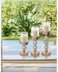 Set da 3 portacandele dorati