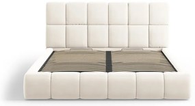 Letto matrimoniale imbottito color crema in velluto con contenitore con rete inclusa 180x200 cm Bellis – Micadoni