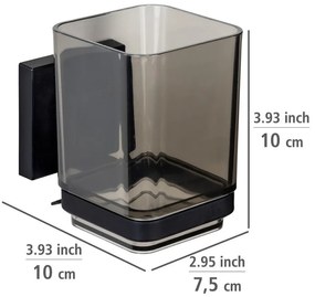 Bicchiere di plastica nero autoportante per spazzolini da denti Quadro - Wenko