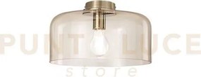 Plafoniera gibus ambra 1 luce attacco e27 30x30x23cm in vetro soffiato