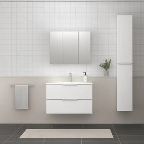 Mobile bagno sospeso con lavabo L 81 x H 53 x P 46 cm bianco 2 cassetti per vasca centrale Essential