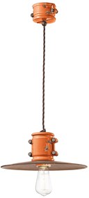 Lampadario Vintage Urban Ferro E Ceramica Arancio 1 Luce E27 40Cm