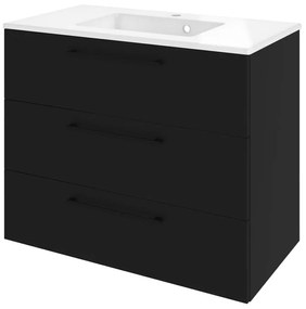 Mobile da bagno sospeso sotto lavabo L 90 x H 73 x P 46 cm nero laminato opaco, 3 cassetti SENSEA Remix