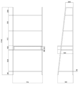 Libreria nera in rovere 77x175 cm Seaford - Actona