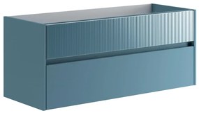 Mobile da bagno sospeso sotto lavabo L 119.5 x H 50 x P 45.5 cm blu opaco, 2 cassetti Niwa