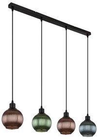 Globo 15638-4 - Lampadario a sospensione con filo ZUMBA 4xE27/25W/230V rame/verde/blu