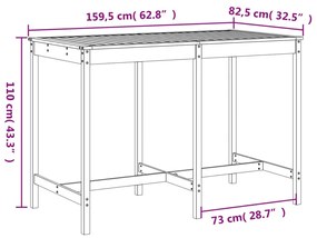 Set Bar da Giardino 7 pz Grigio in Legno Massello di Pino